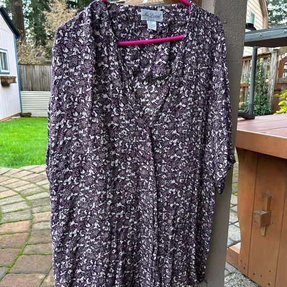 Lee David woman collection rayon blouse V-neck button down plus size - Picture 2 of 4